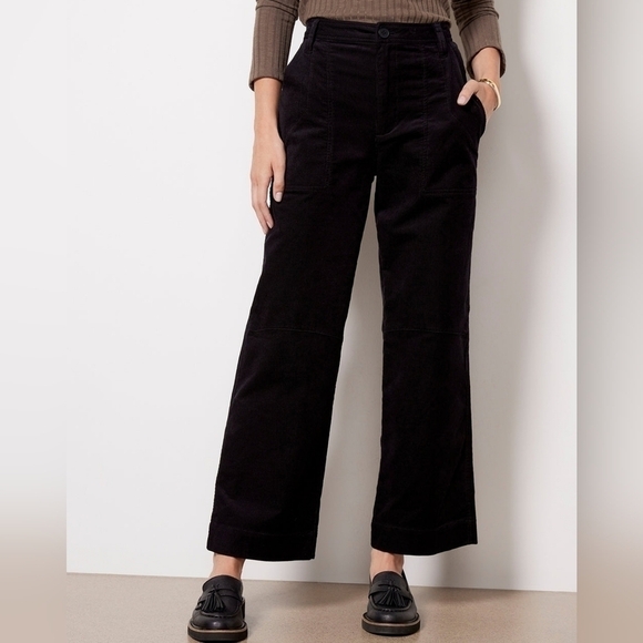 Kut from the Kloth Corduroy Black Wide Leg Pants Size 6 NWT - Picture 1 of 11